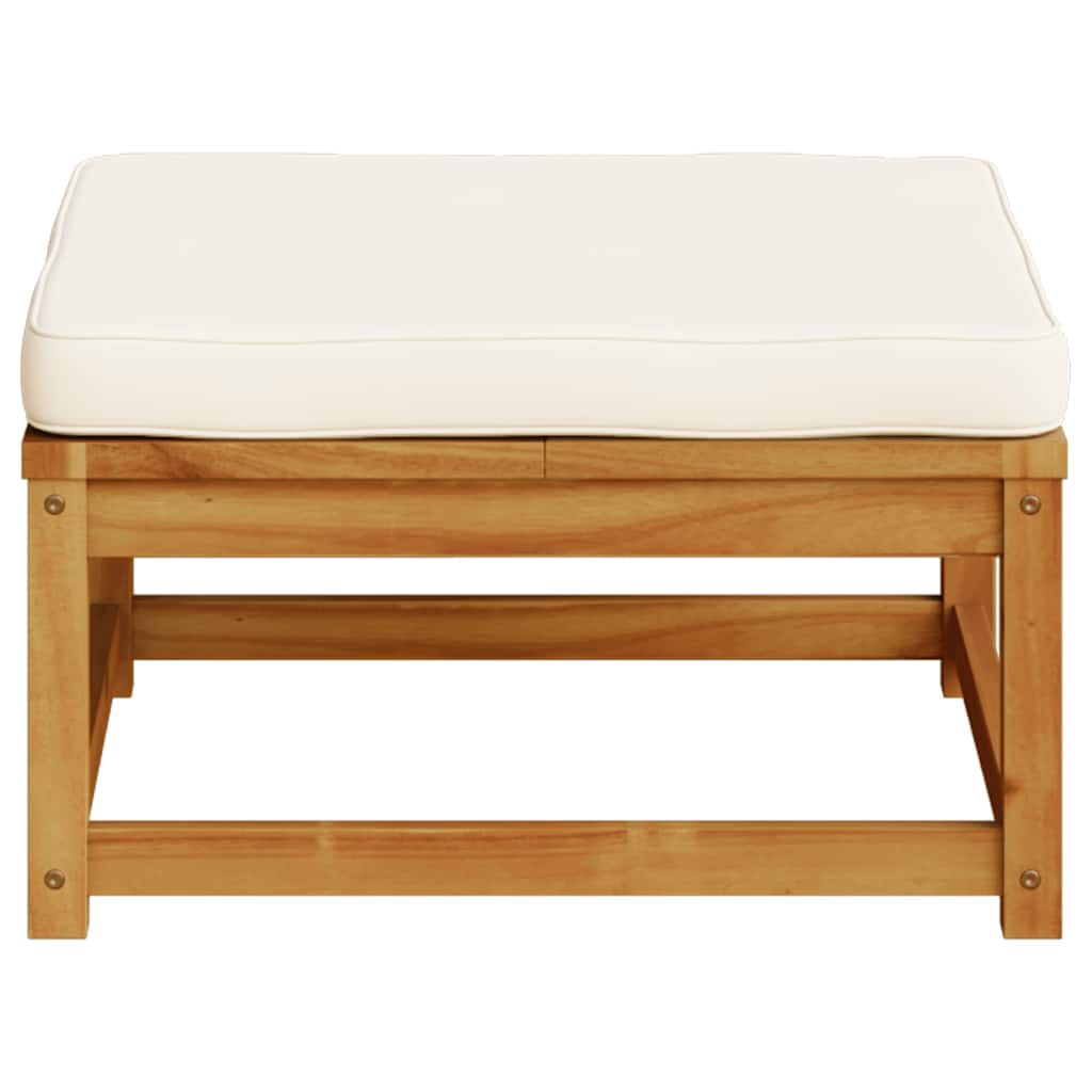 Garden Footstool with Cushions Solid Wood Acacia