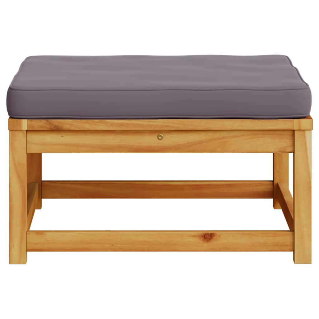 Garden Footstool with Cushions Solid Wood Acacia