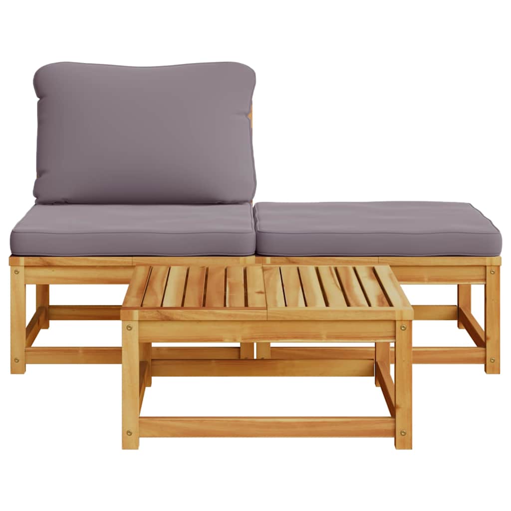 3 Piece Garden Lounge Set with Cushions Solid Wood Acacia