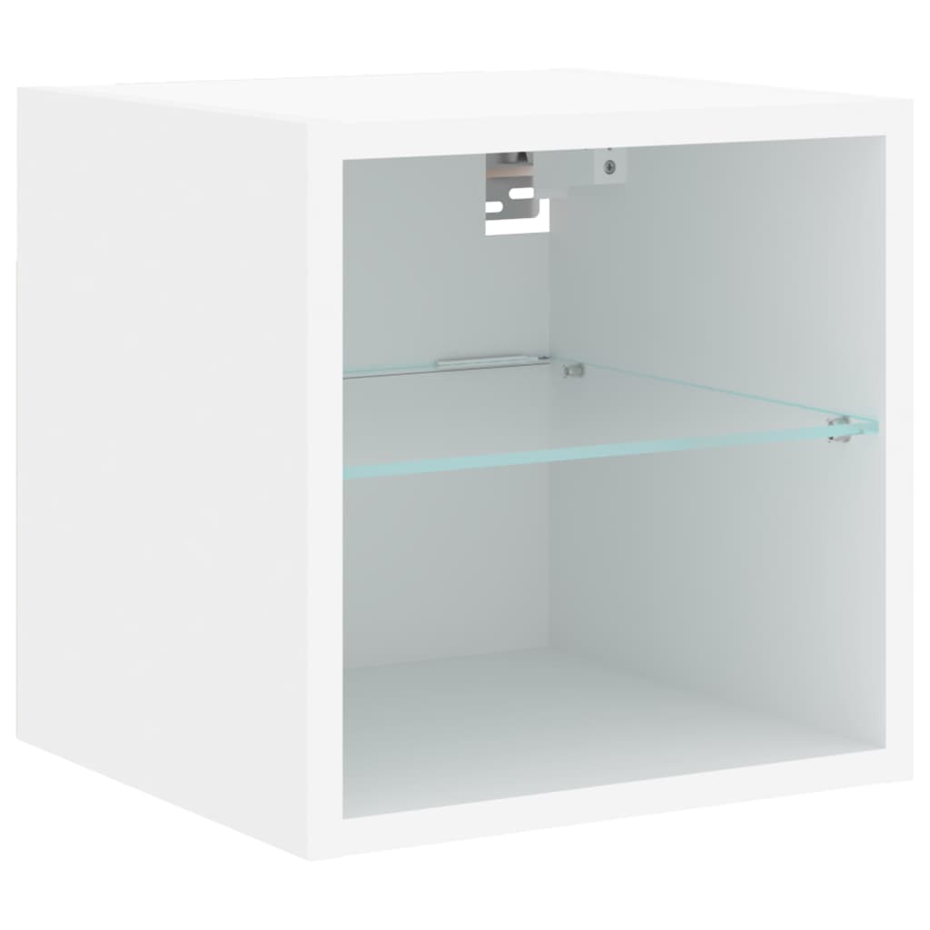 7 Piece TV Wall Units with LED White Engineered Wood