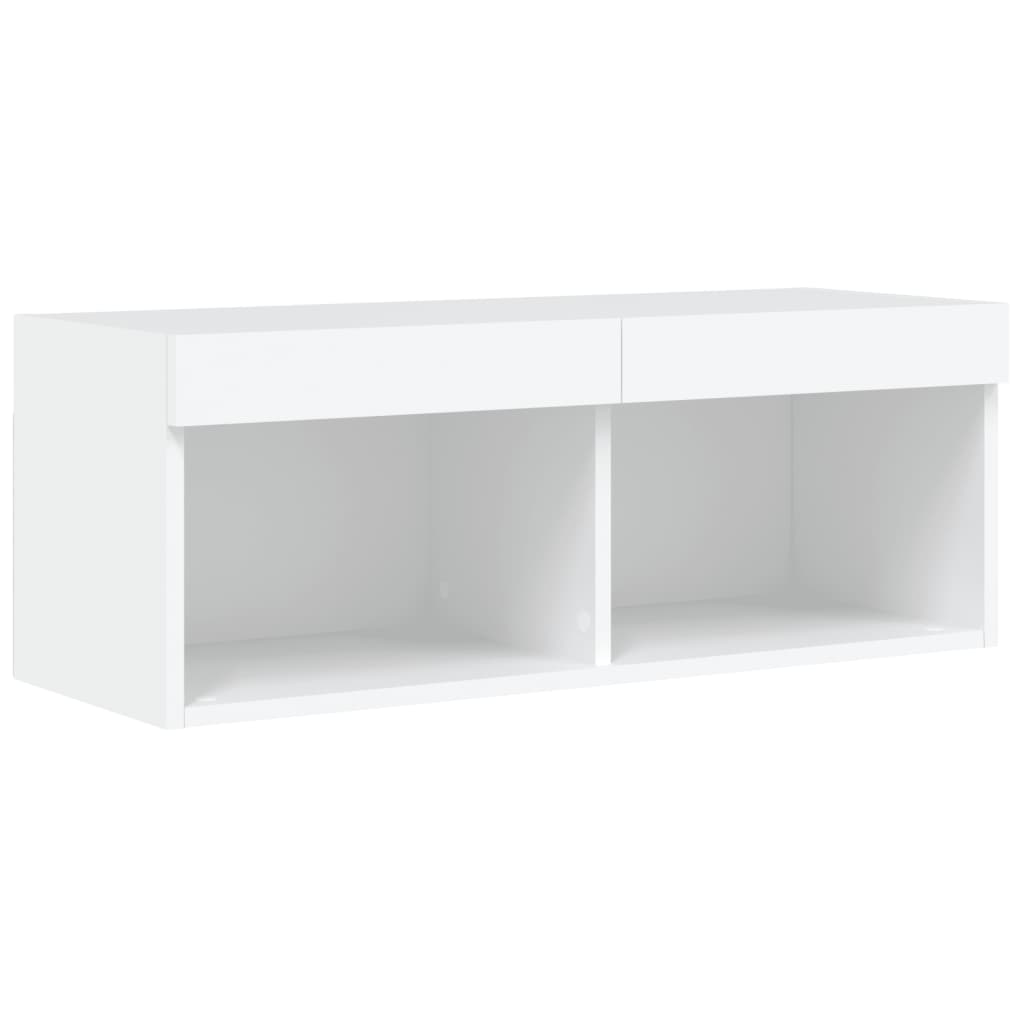 8 Piece TV Wall Units with LED White Engineered Wood