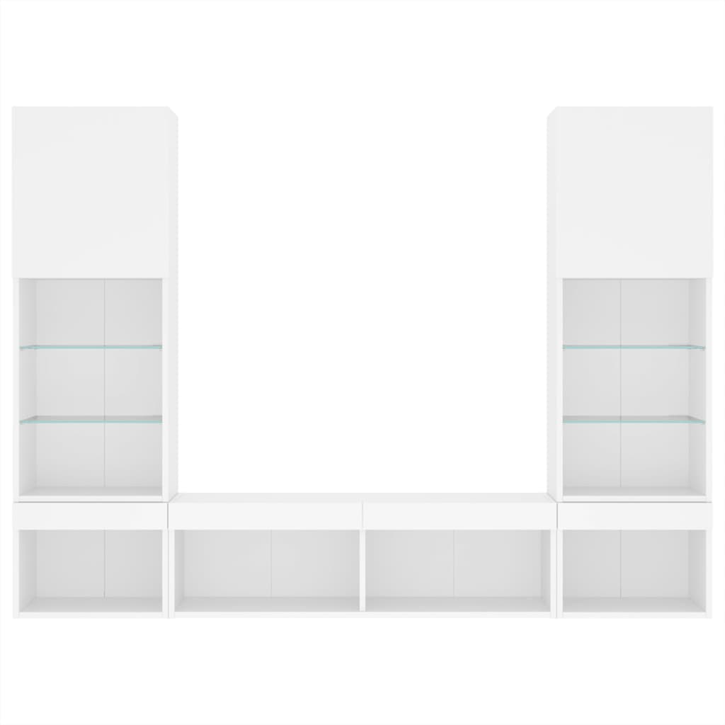 5 Piece TV Wall Units with LED White Engineered Wood