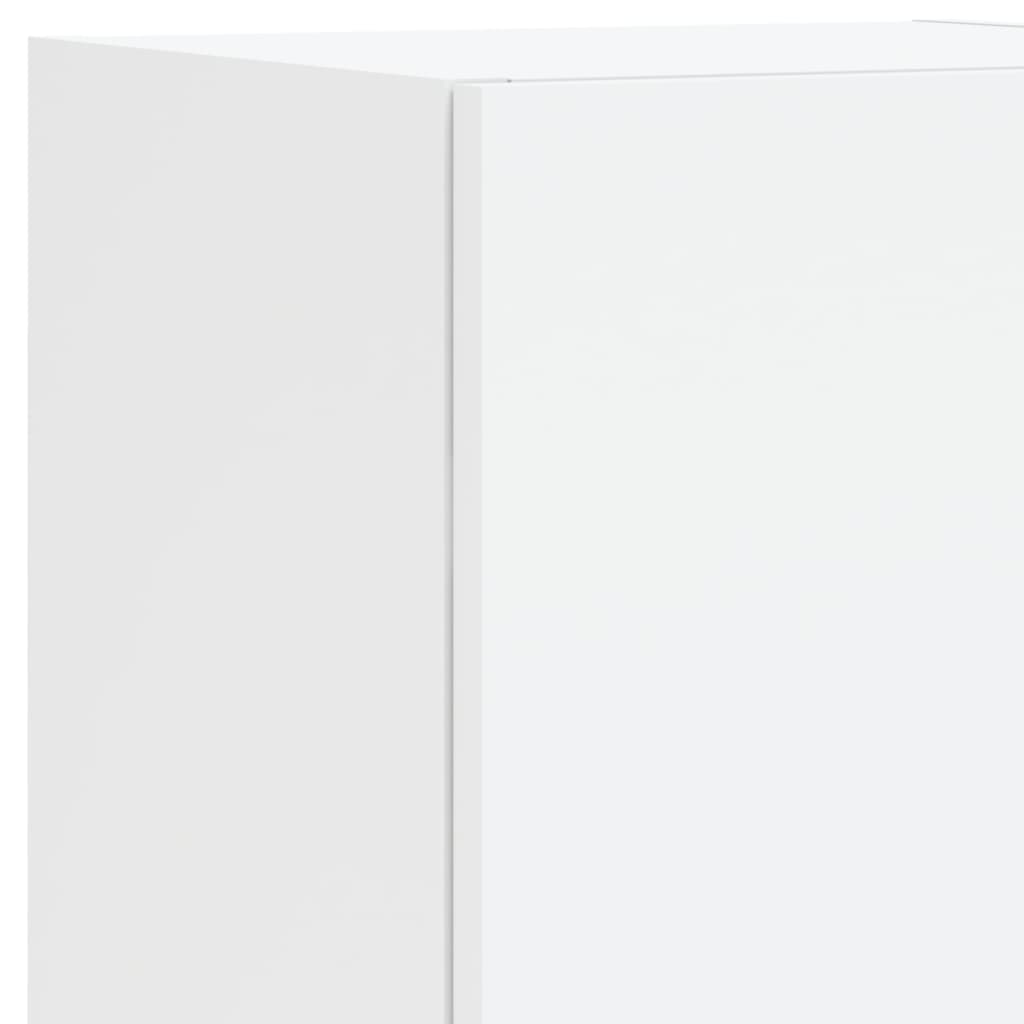 7 Piece TV Wall Cabinet Set with LED Lights White