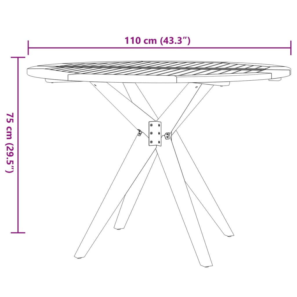 Garden Table Round Ø110x75 cm Solid Wood Acacia