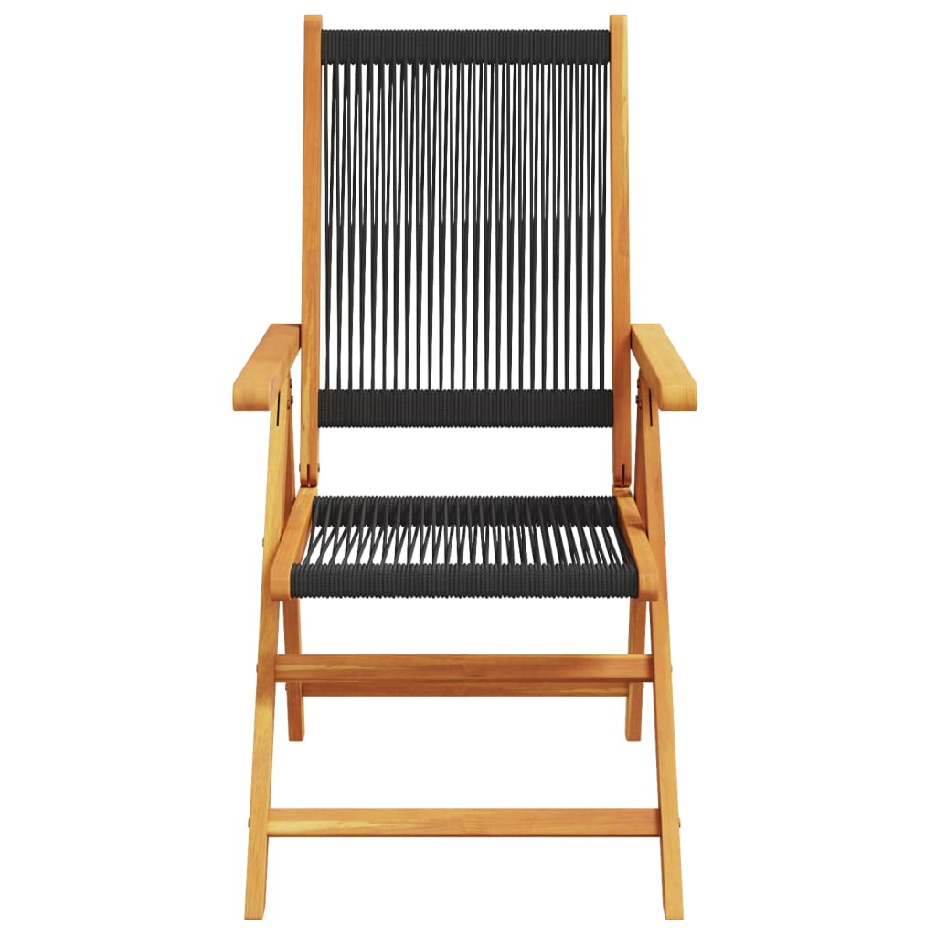 Folding Chairs 2 pcs Black Solid Wood Acacia and Polypropylene