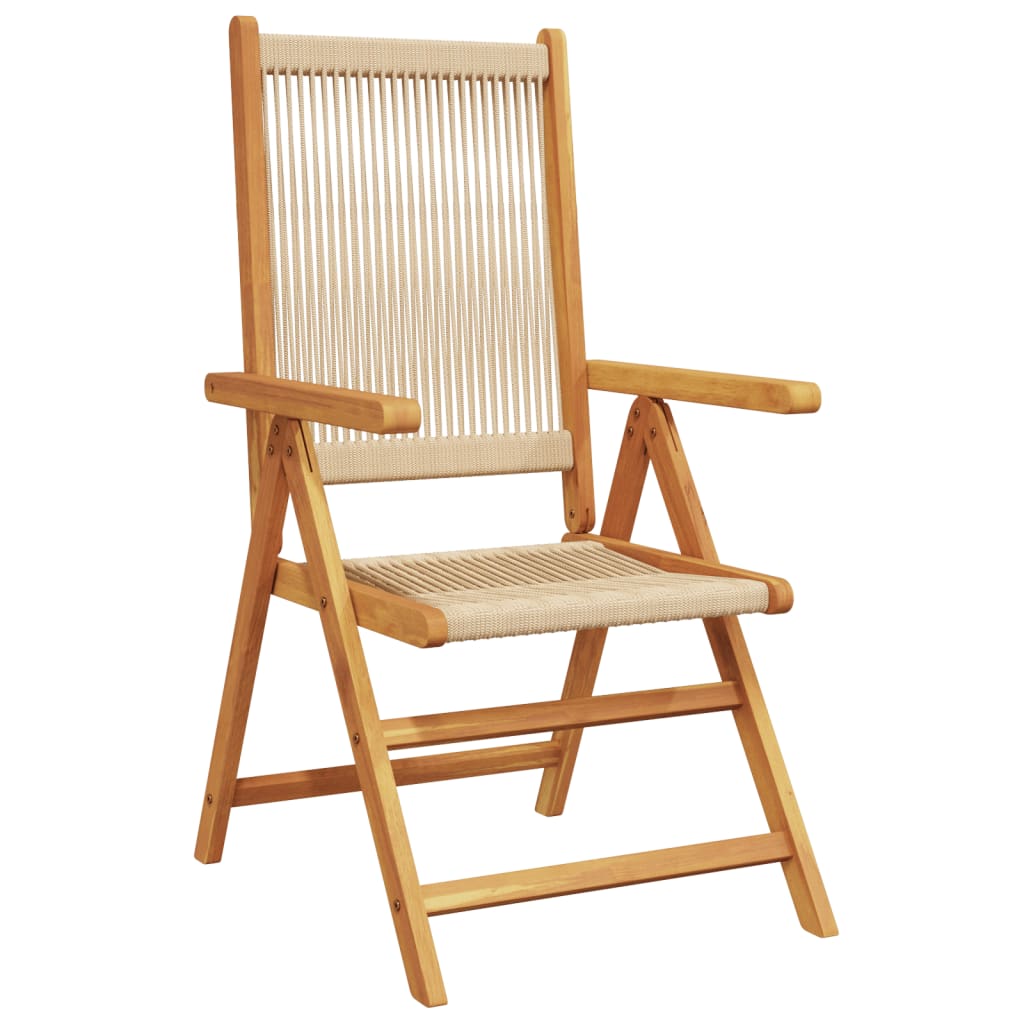 Folding Chairs 2 pcs Beige Solid Wood Acacia and Polypropylene