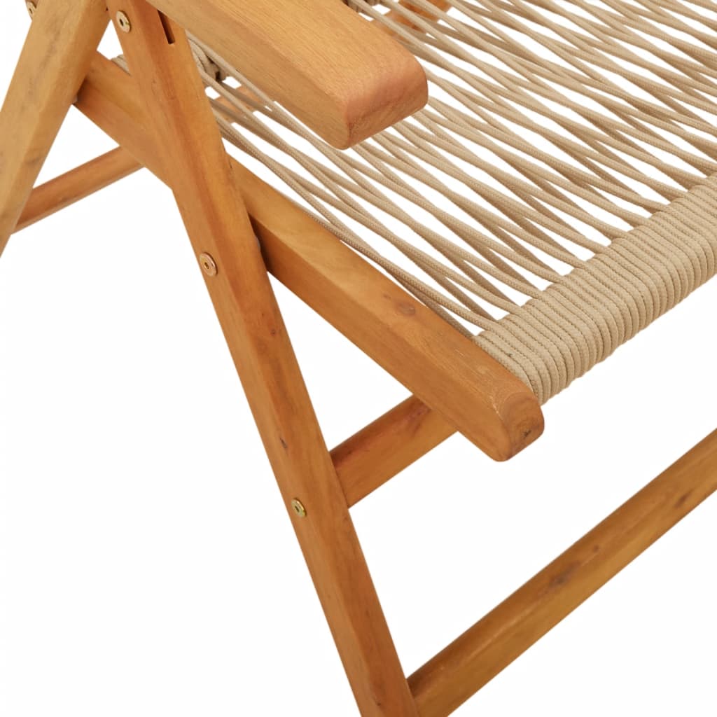 Folding Chairs 2 pcs Beige Solid Wood Acacia and Polypropylene
