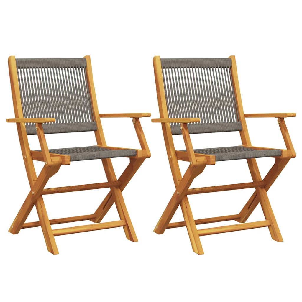 Folding Chairs 2 pcs Grey Solid Wood Acacia and Polypropylene