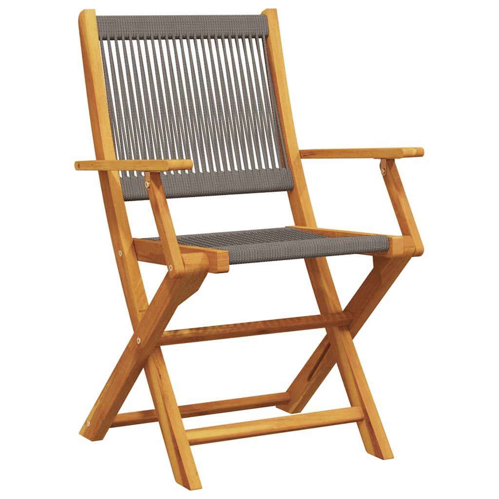 Folding Chairs 2 pcs Grey Solid Wood Acacia and Polypropylene