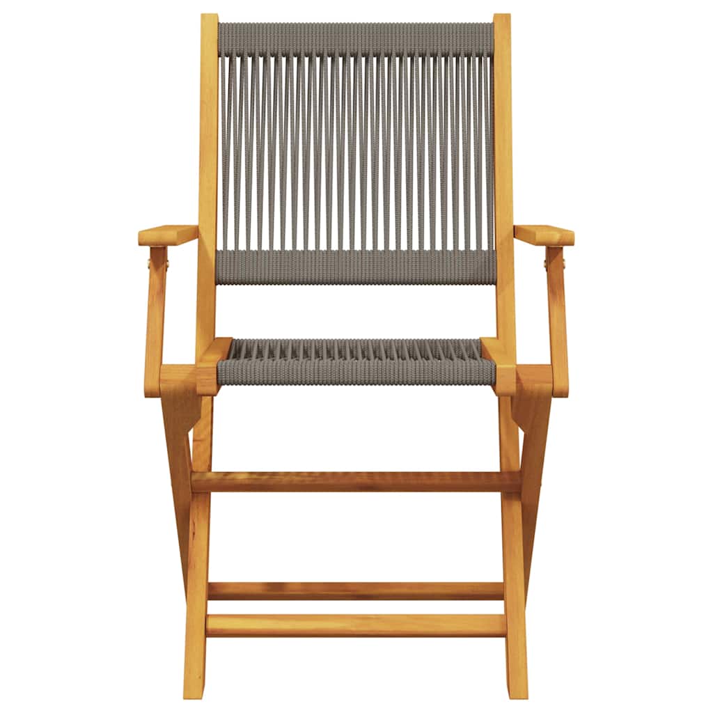 Folding Chairs 2 pcs Grey Solid Wood Acacia and Polypropylene