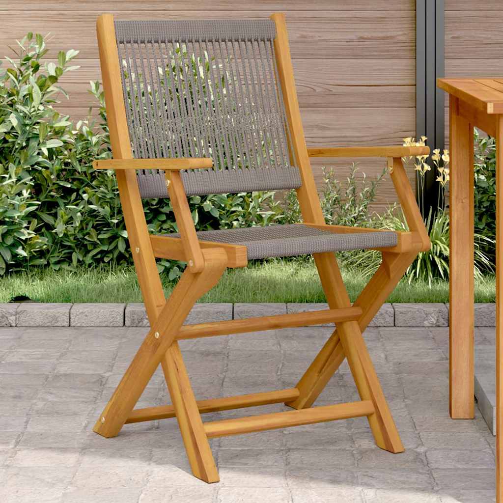 Folding Chairs 2 pcs Grey Solid Wood Acacia and Polypropylene