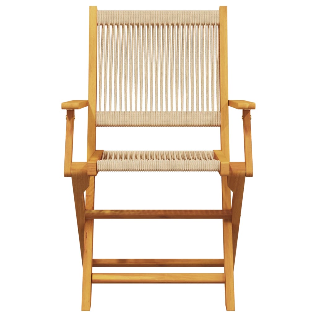 Folding Chairs 2 pcs Beige Solid Wood Acacia and Polypropylene