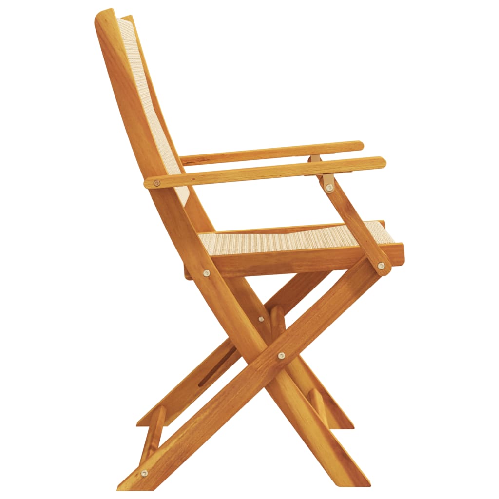 Folding Chairs 2 pcs Beige Solid Wood Acacia and Polypropylene
