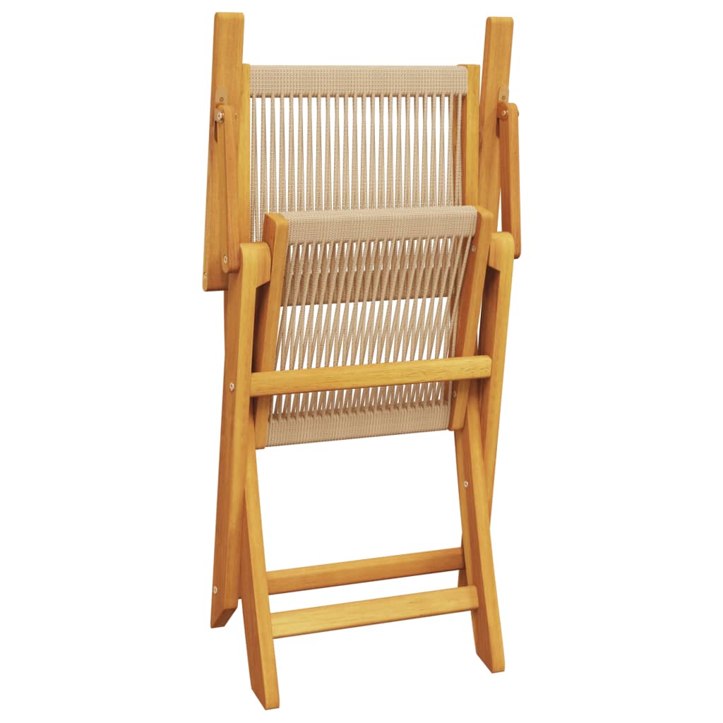 Folding Chairs 2 pcs Beige Solid Wood Acacia and Polypropylene