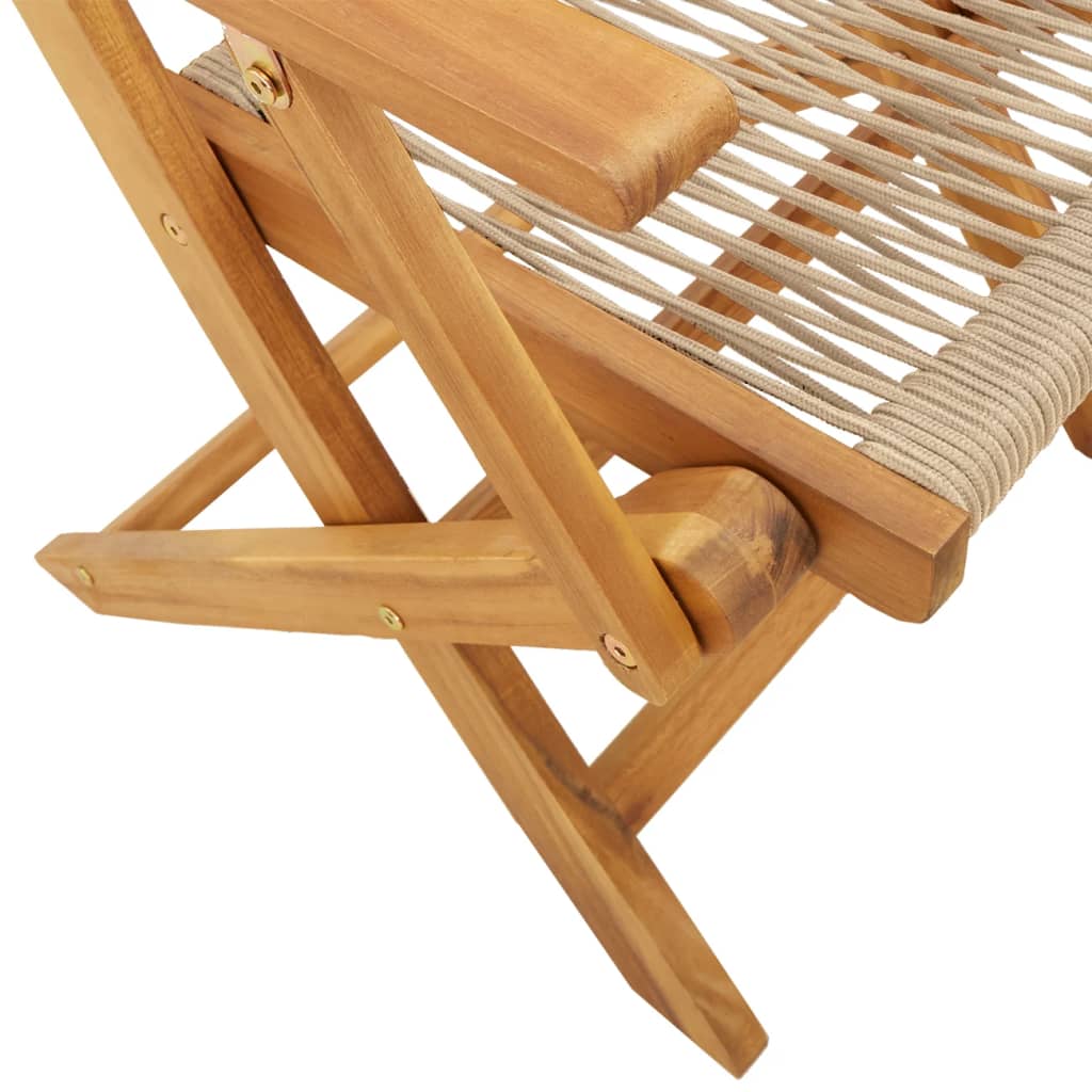 Folding Chairs 2 pcs Beige Solid Wood Acacia and Polypropylene