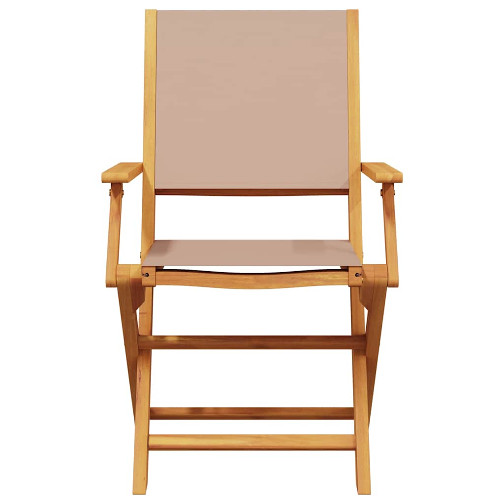 Folding Chairs 2 pcs Taupe Solid Wood Acacia and Fabric