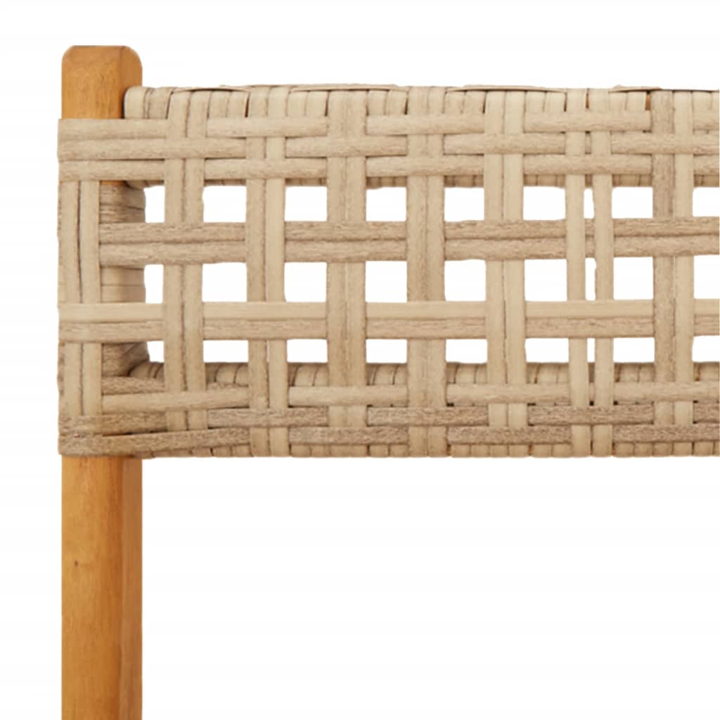 Folding Chairs 2 pcs Beige Solid Wood Acacia and Poly Rattan