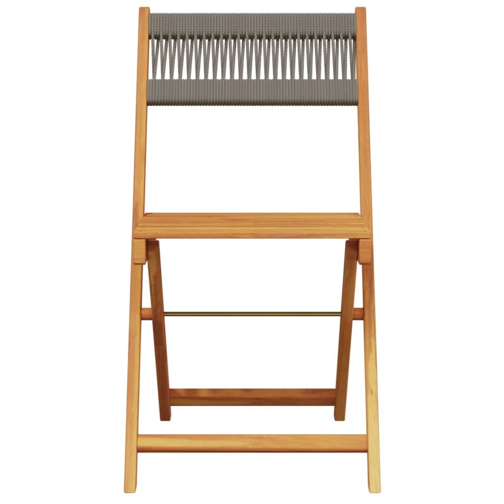Folding Chairs 2 pcs Grey Solid Wood Acacia and Rope