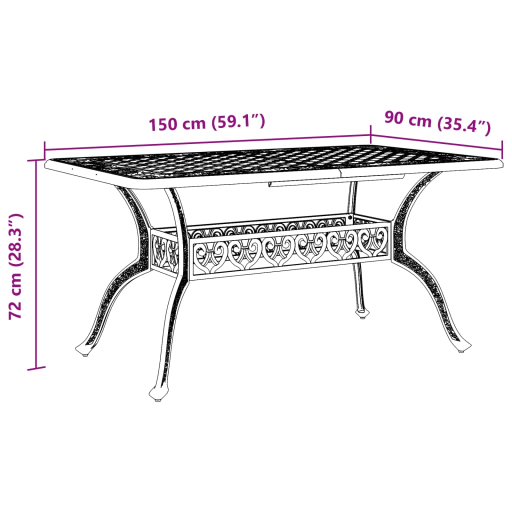 Garden Table White 150x90x72 cm Cast Aluminium
