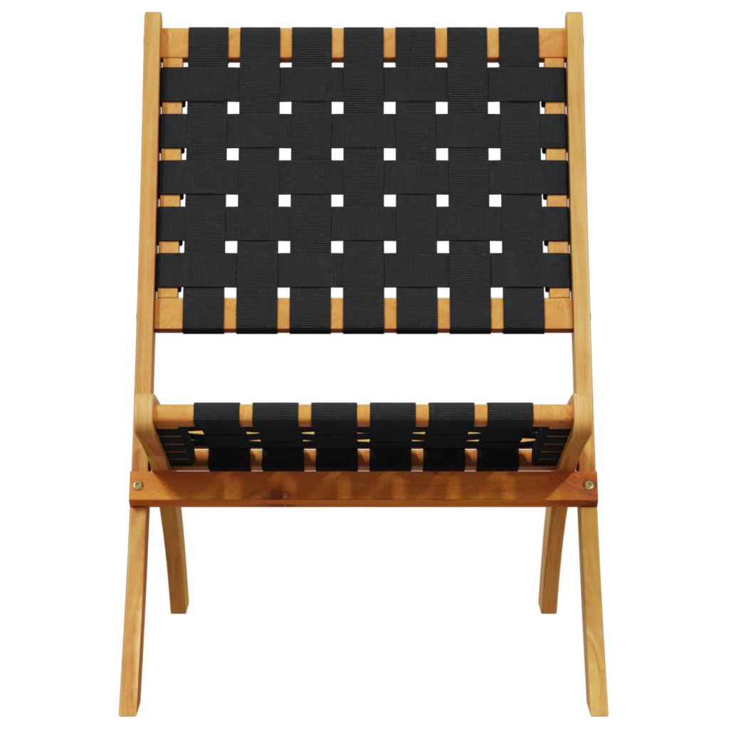 Folding Chairs 2 pcs Black Solid Wood Acacia and Fabric