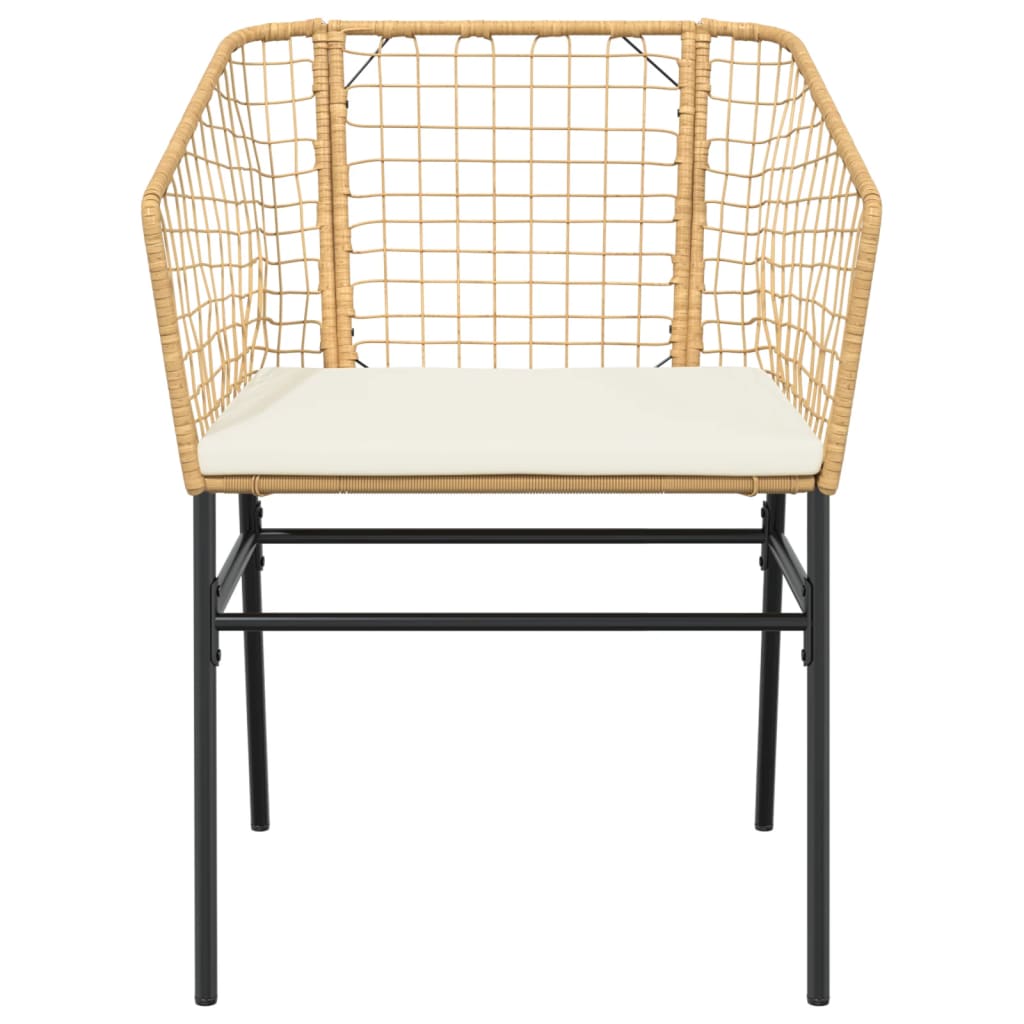 Garden Chairs 2 pcs with Cushions Brown Poly Rattan