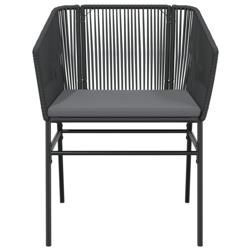 Garden Chairs 2 pcs with Cushions Black Poly Rattan