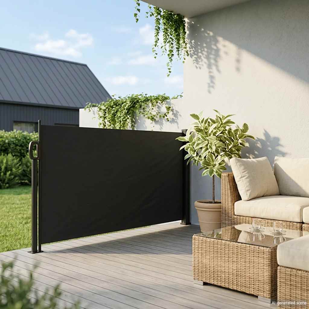 Retractable Side Awning Black 120x500 cm