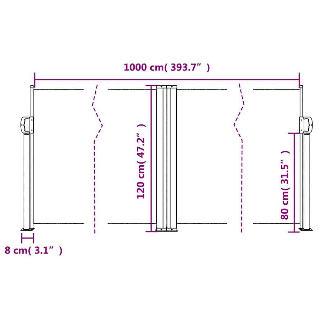 Retractable Side Awning Black 120x1000 cm