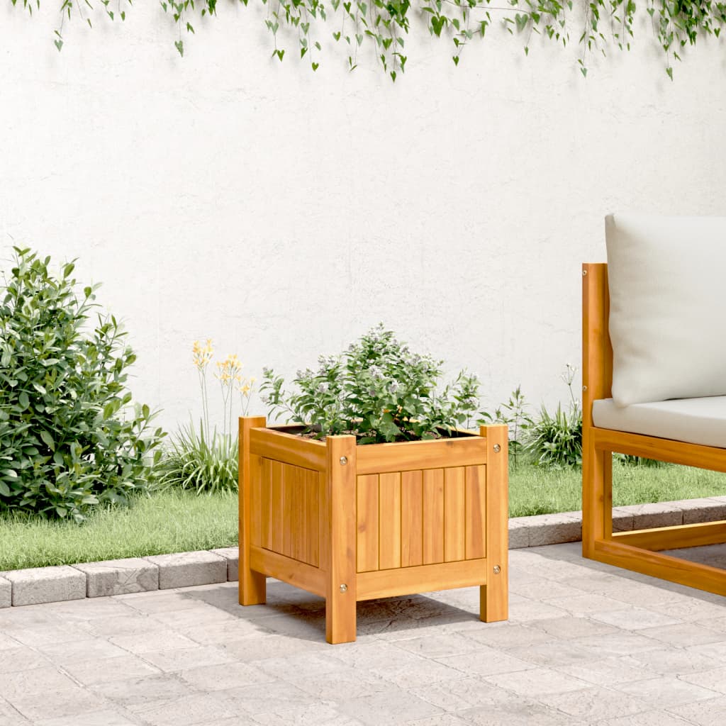 Garden Planter with Liner 31x31x30 cm Solid Wood Acacia