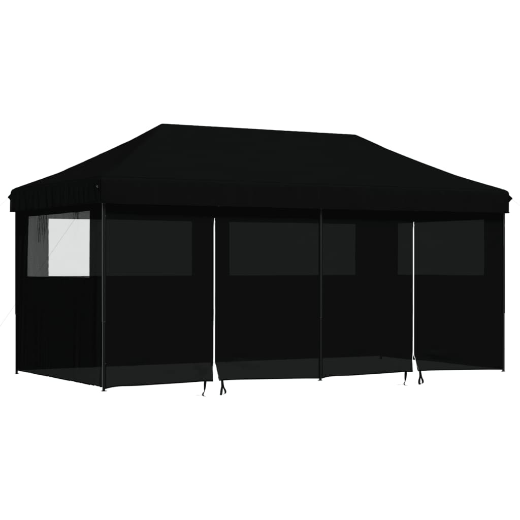 Foldable Party Tent Pop-Up with 4 Sidewalls Black