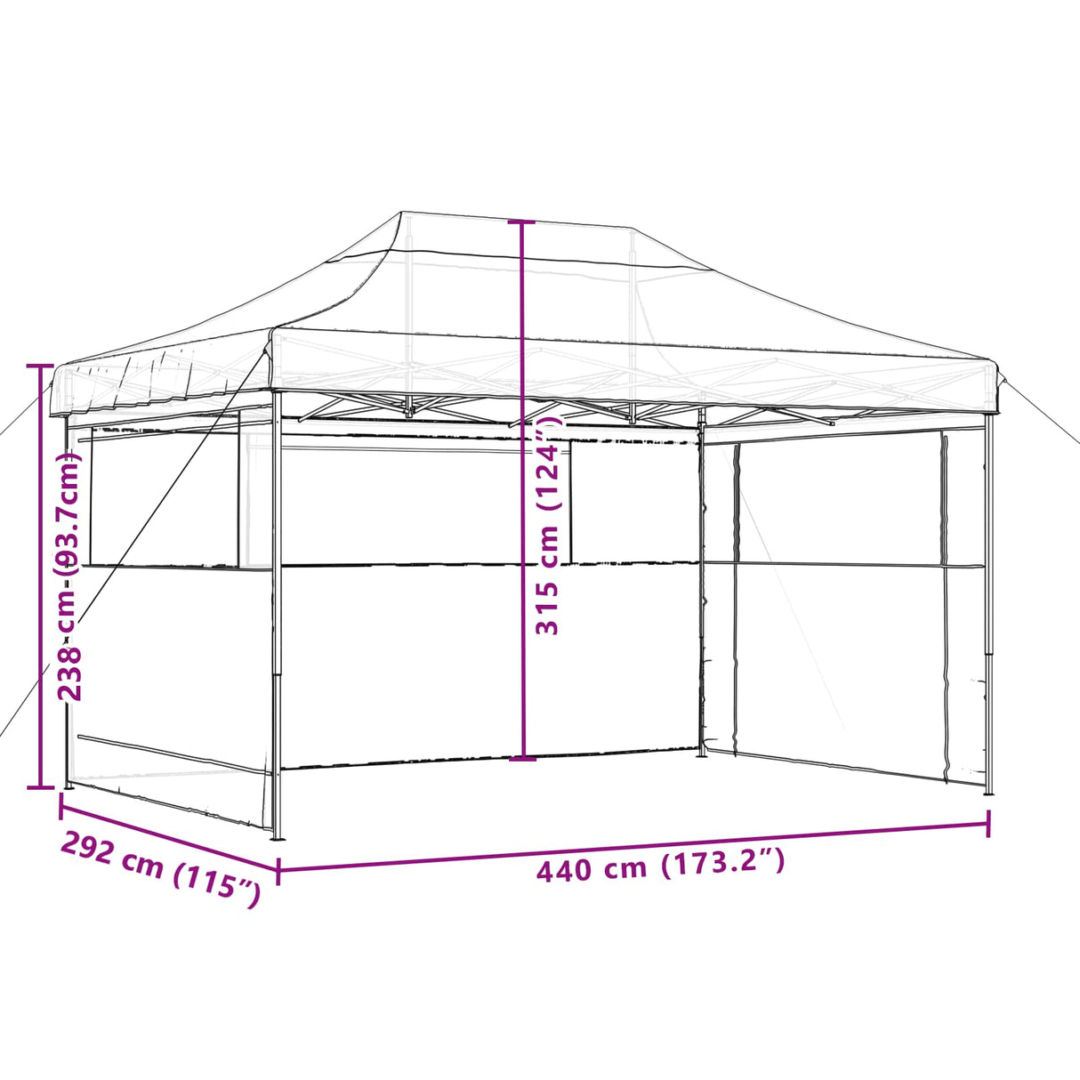 Foldable Party Tent Pop-Up with 3 Sidewalls Beige