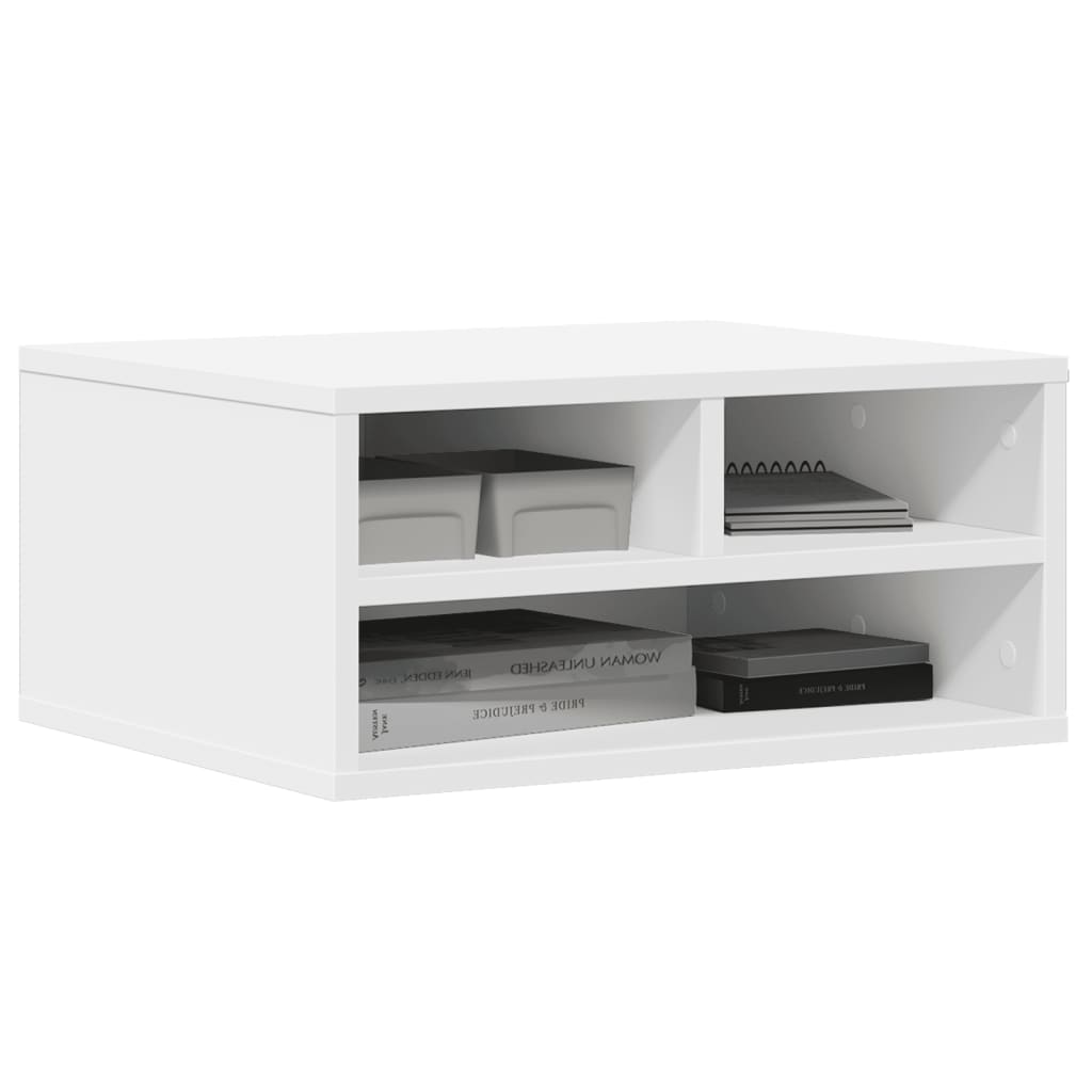 Printer Stand White 49x40x22.5 cm Engineered Wood