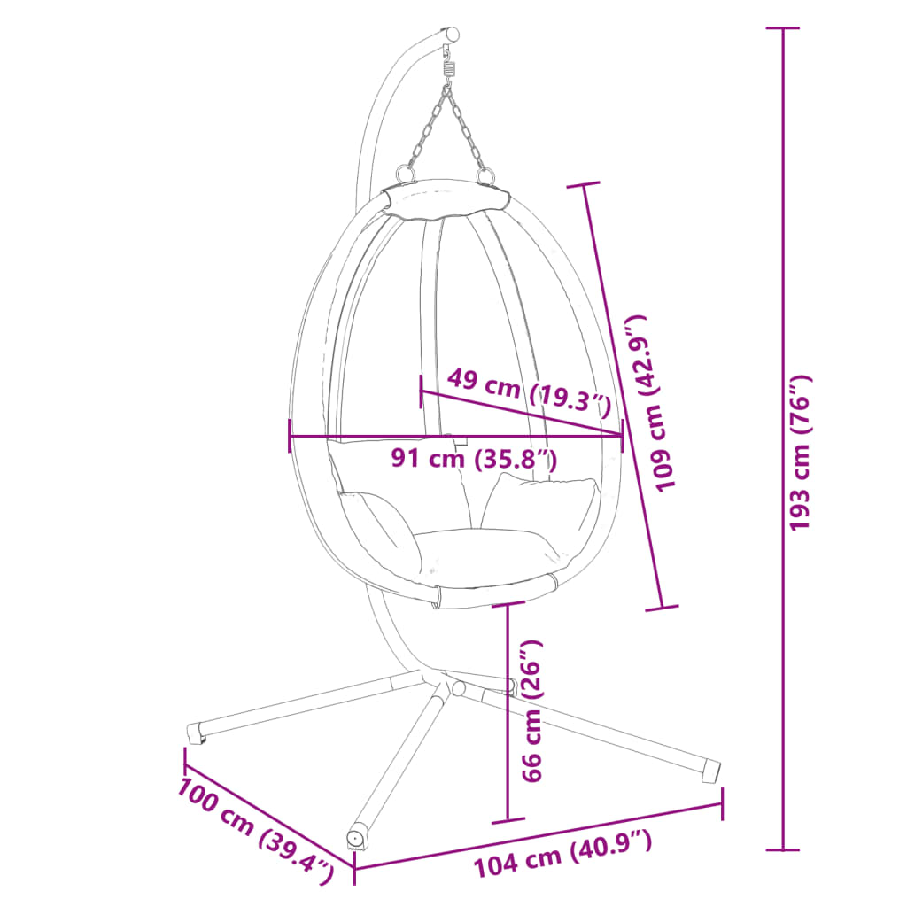 Hanging Egg Chair with Stand Beige Fabric and Steel