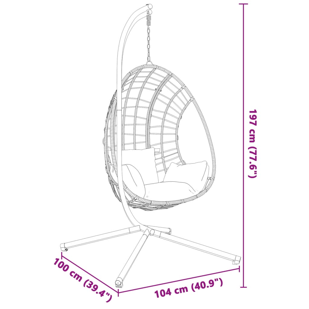 Hanging Egg Chair Stand without Basket Black Steel