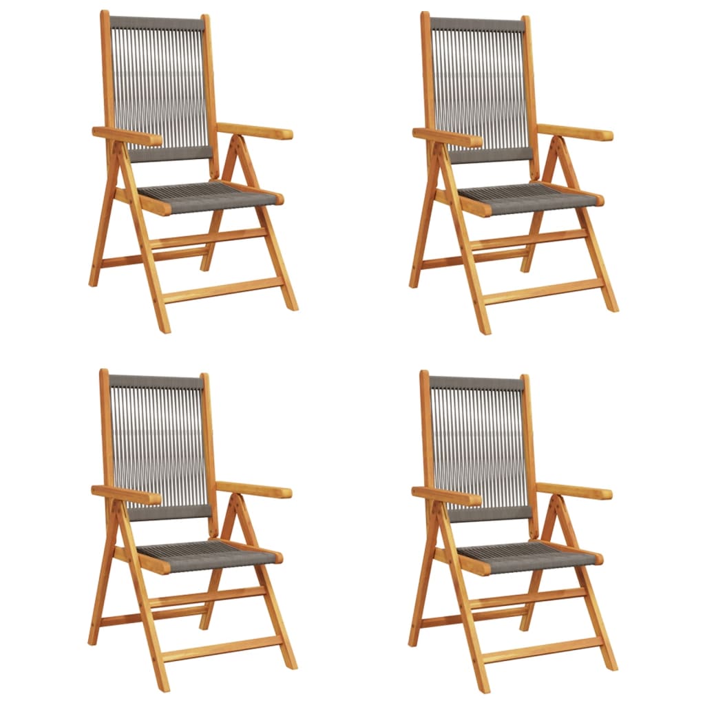 Reclining Folding Chairs 4 pcs Grey Solid Wood Acacia