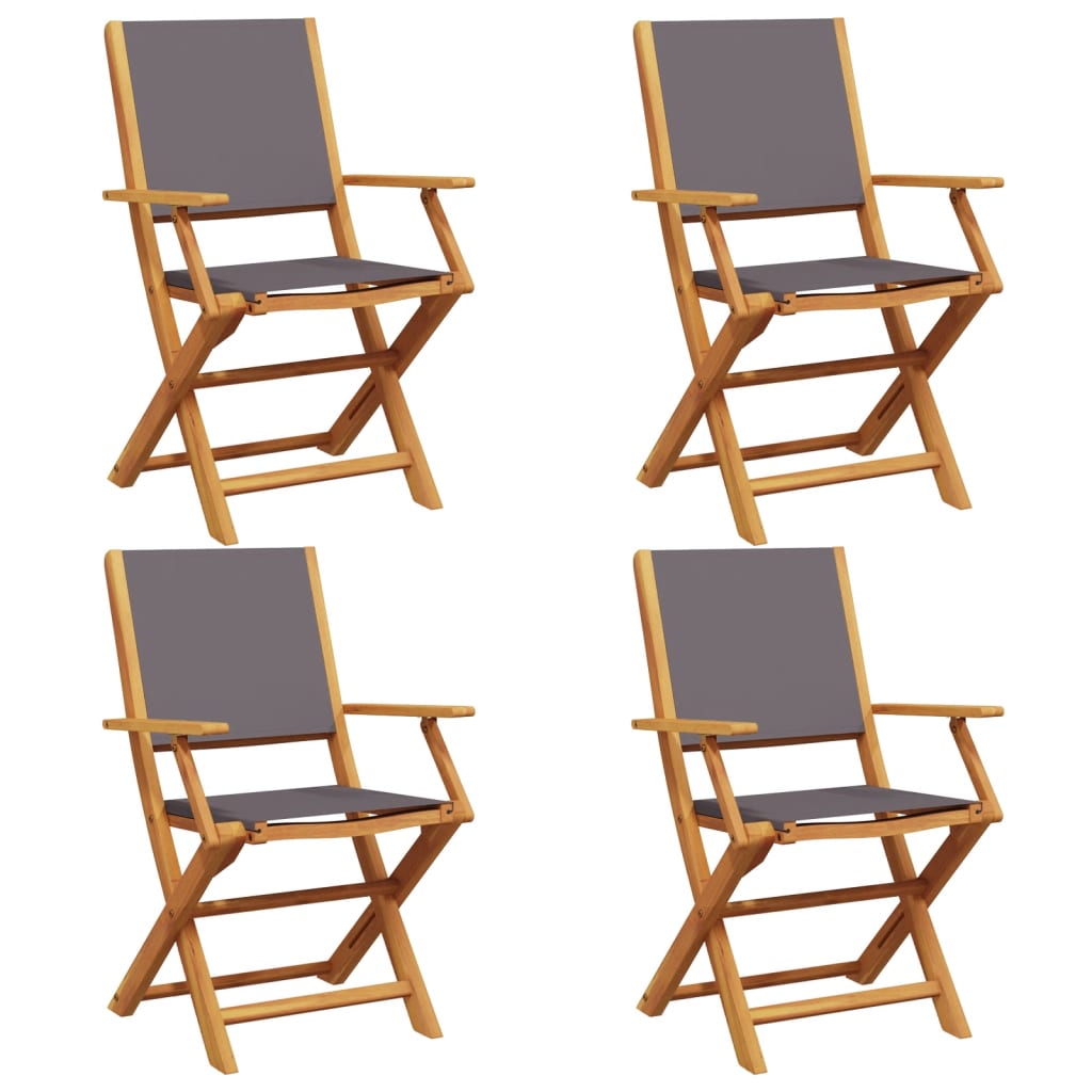 Folding Chairs 4 pcs Anthracite Fabric and Solid Wood
