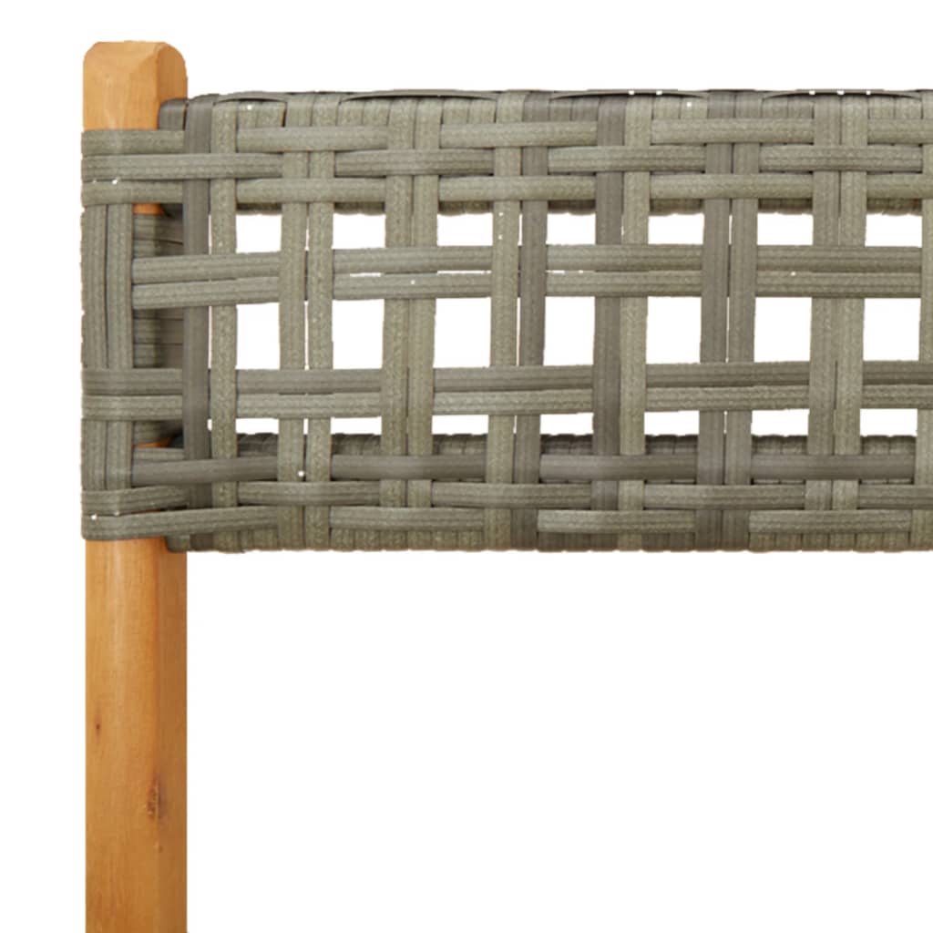 Folding Chairs 4 pcs Grey Poly Rattan and Solid Wood