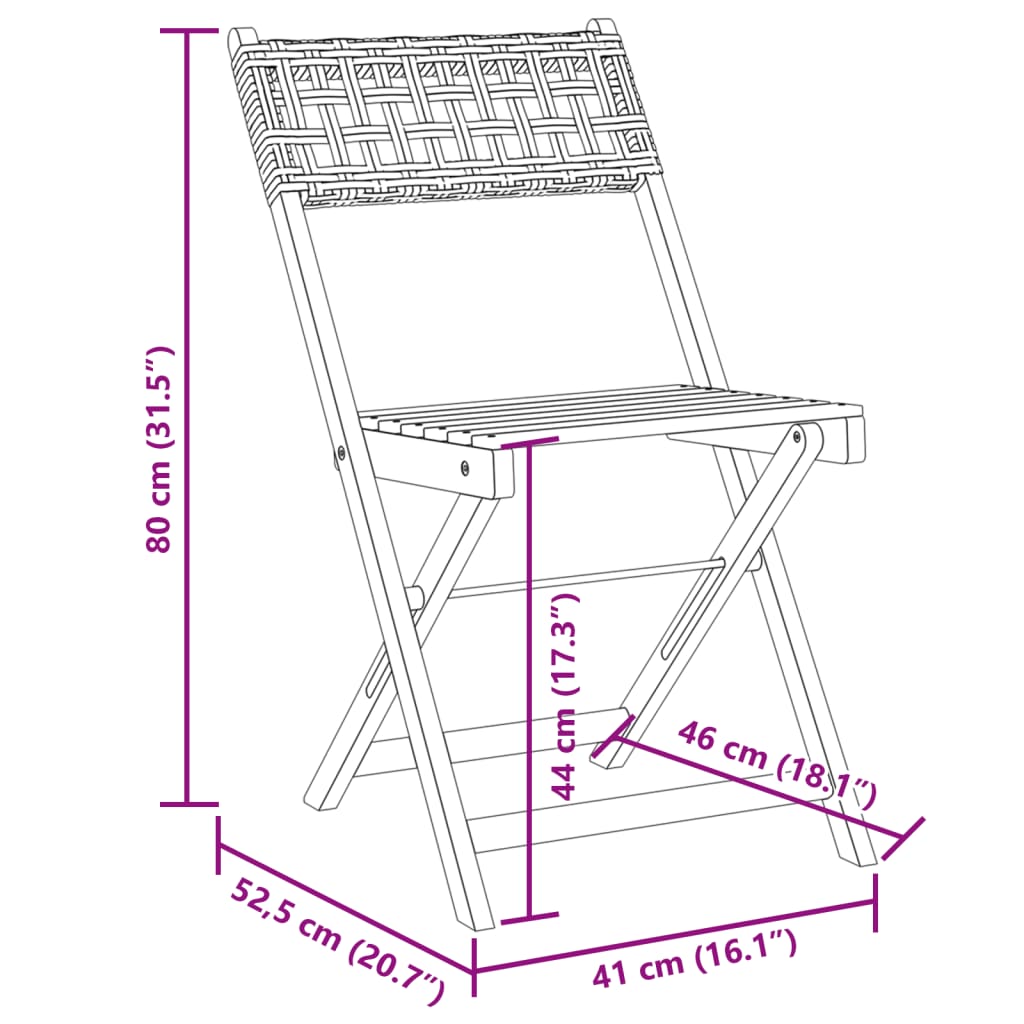 Folding Chairs 4 pcs Beige Poly Rattan and Solid Wood