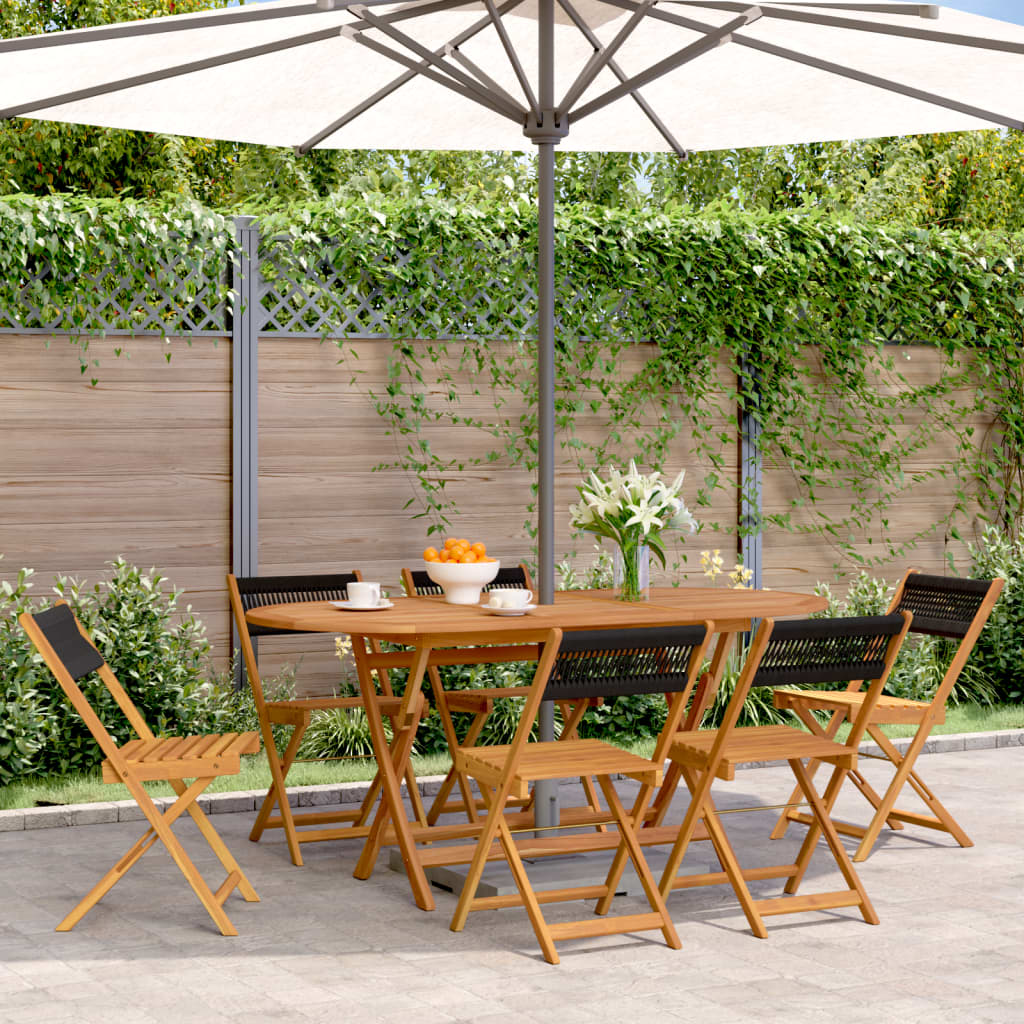 Folding Chairs 6 pcs Black Solid Wood Acacia
