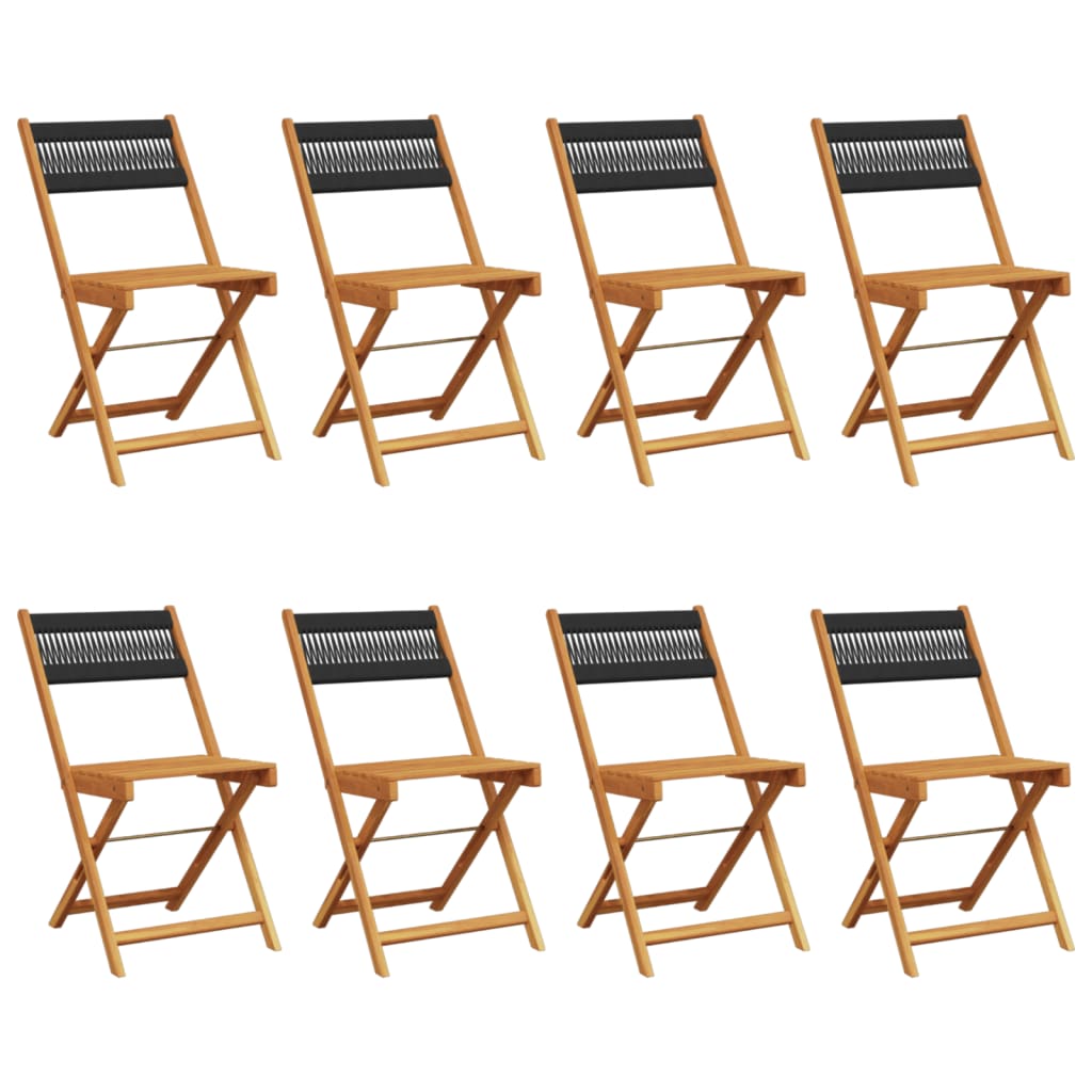 Folding Chairs 8 pcs Black Solid Wood Acacia