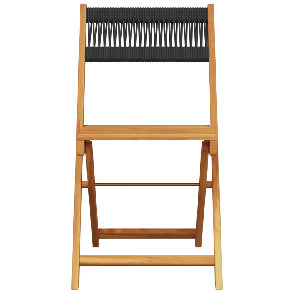 Folding Chairs 8 pcs Black Solid Wood Acacia