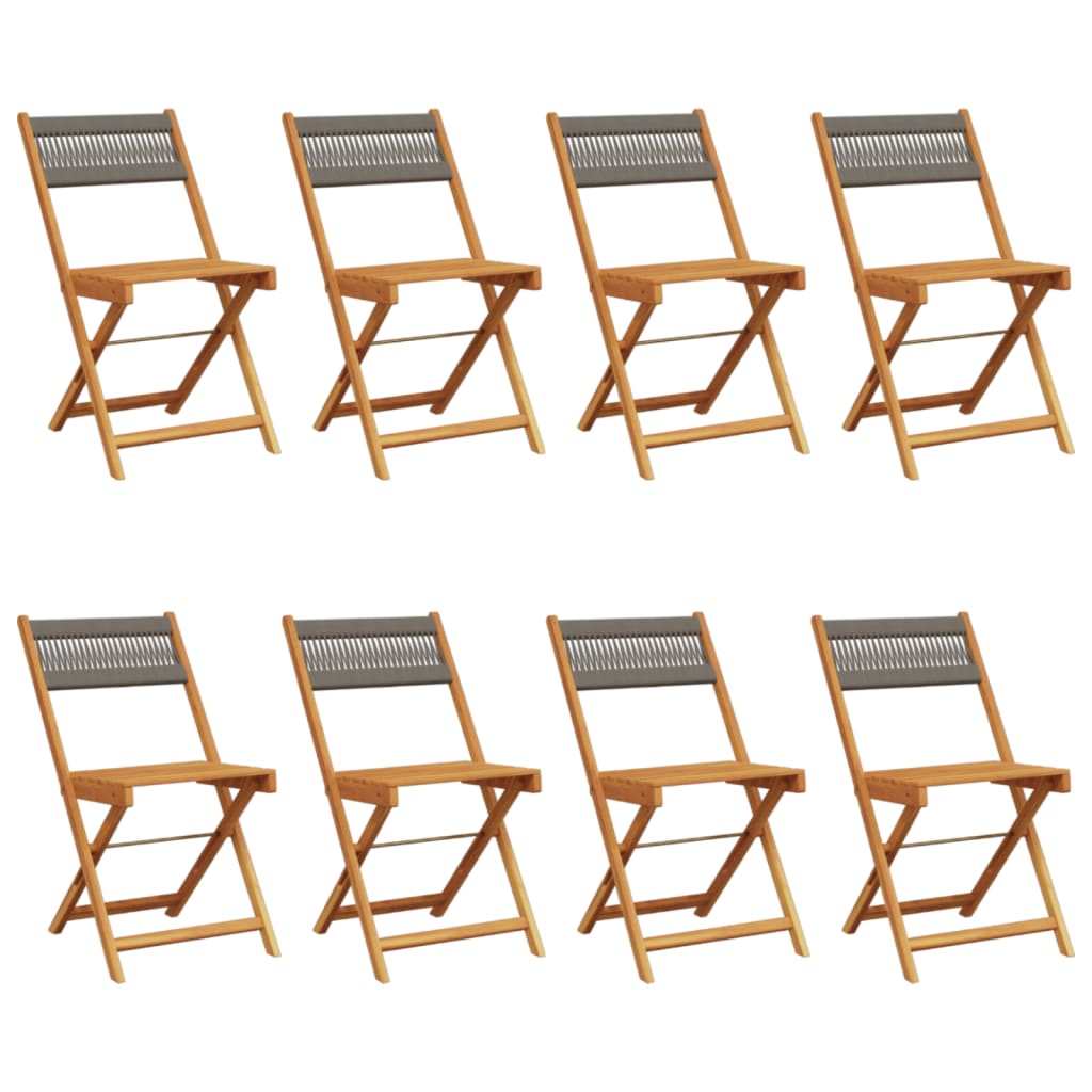 Folding Chairs 8 pcs Grey Solid Wood Acacia