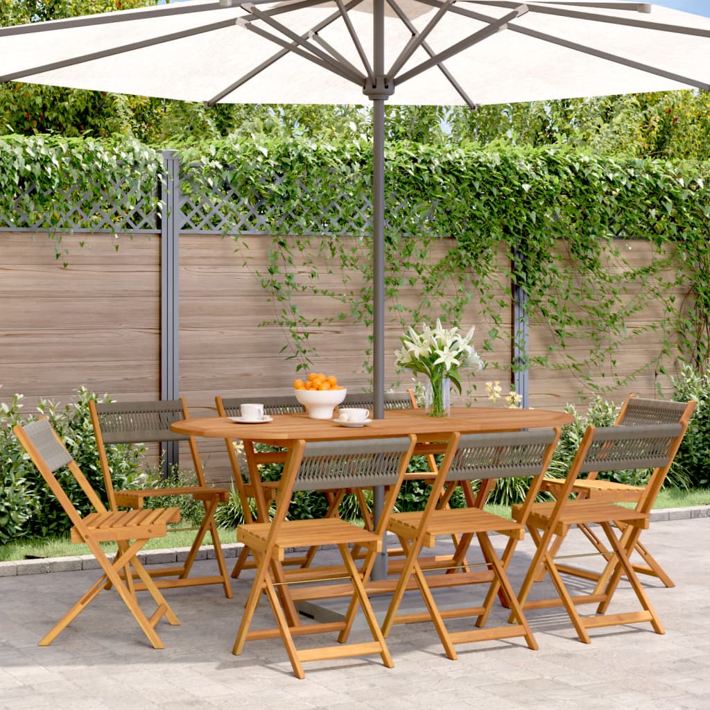 Folding Chairs 8 pcs Grey Solid Wood Acacia