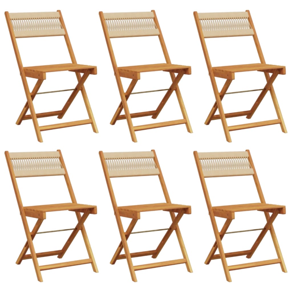 Folding Chairs 6 pcs Beige Solid Wood Acacia