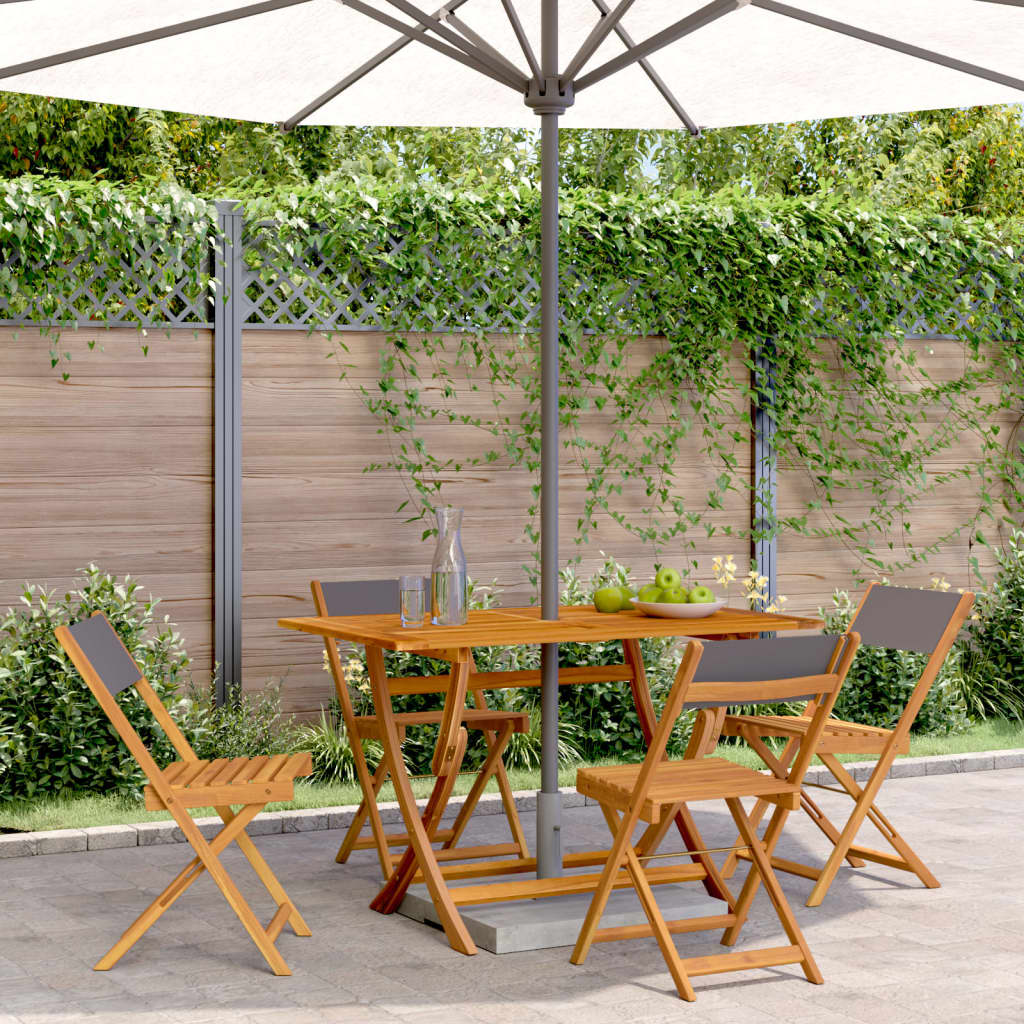 Folding Chairs 4 pcs Anthracite Fabric and Solid Wood
