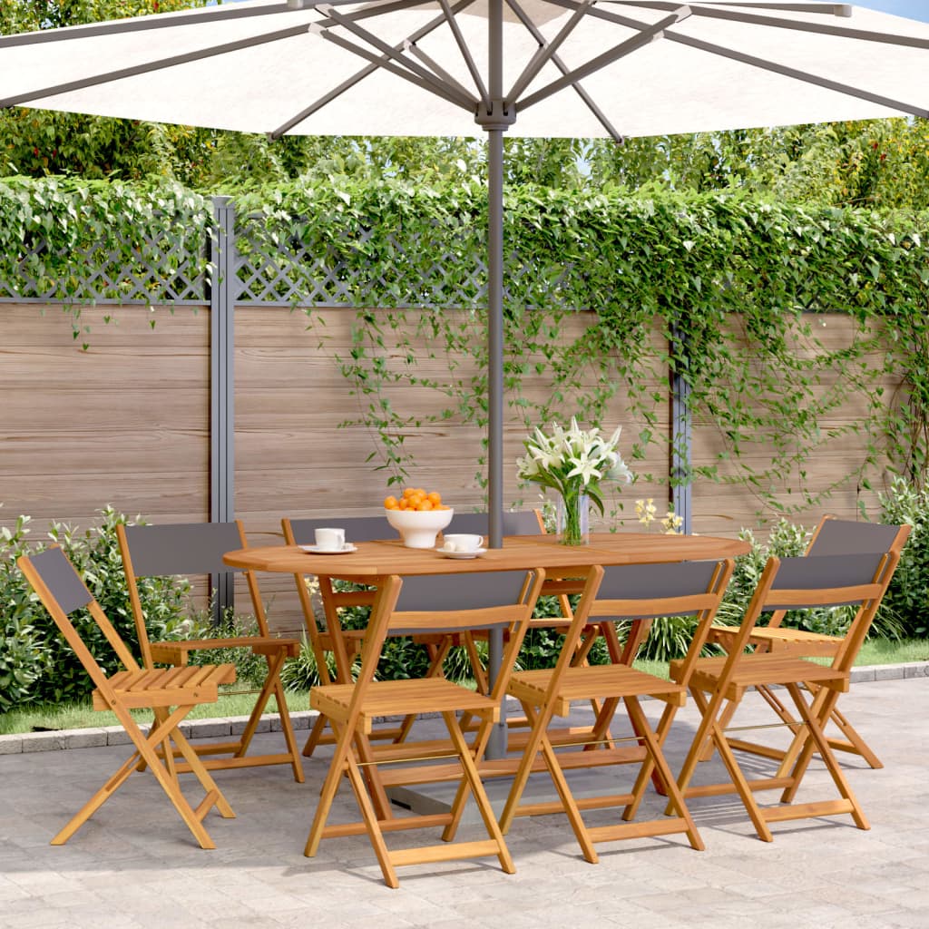 Folding Chairs 8 pcs Anthracite Fabric and Solid Wood