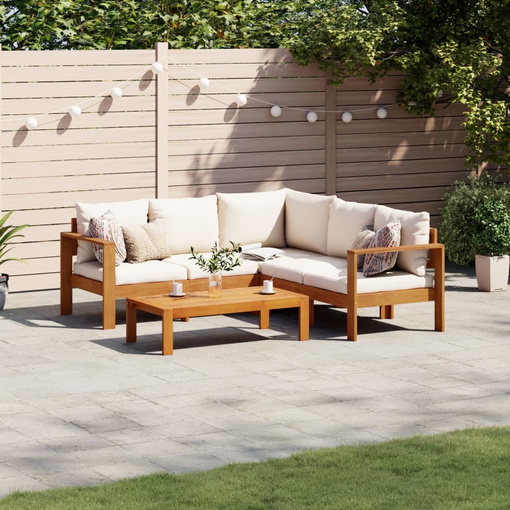 4 Piece Garden Sofa Set with Cushions Solid Wood Acacia