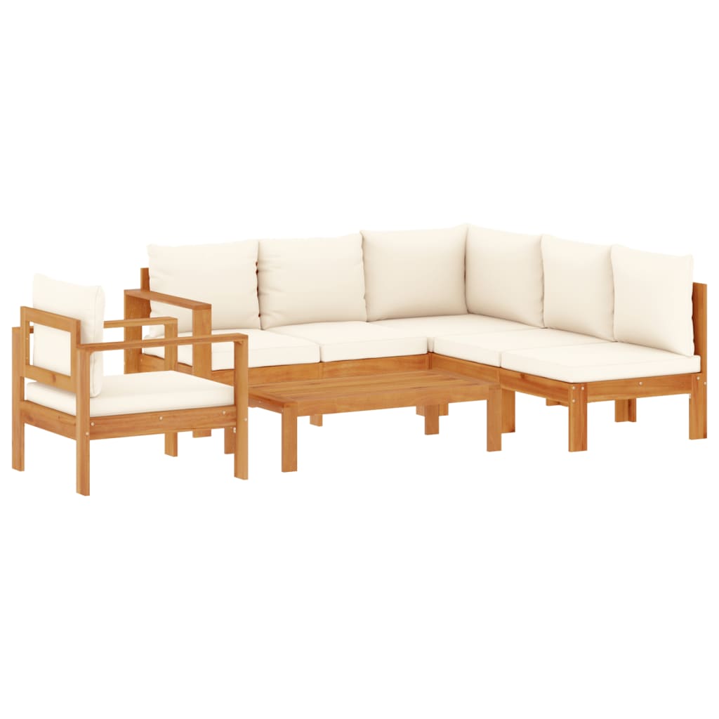 5 Piece Garden Sofa Set with Cushions Solid Wood Acacia