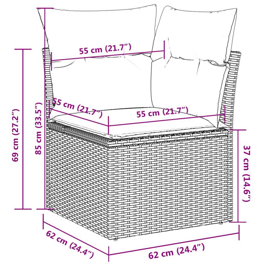 5 Piece Garden Sofa Set with Cushions Black Poly Rattan