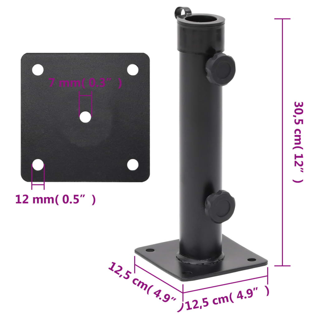 Parasol Base for Ø38/48 mm Pole Matt Black Steel